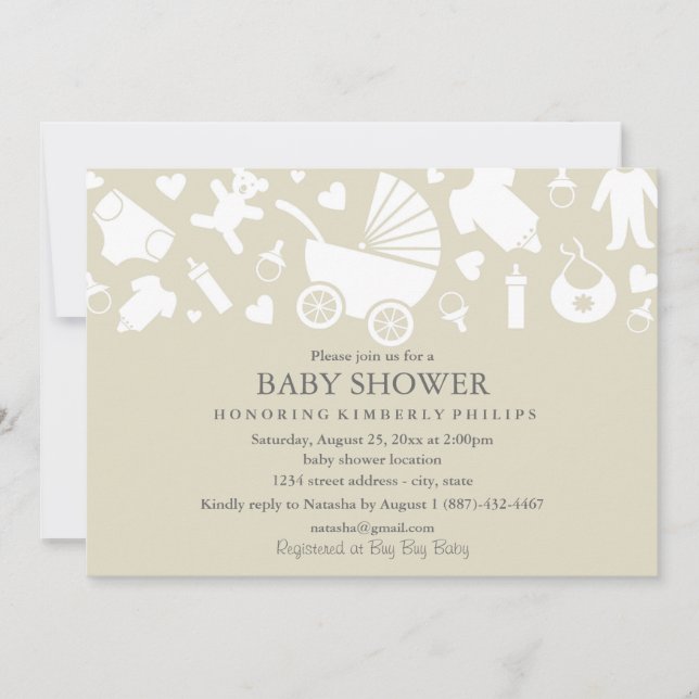 Beige Modern Baby Shower Invitation (Front)