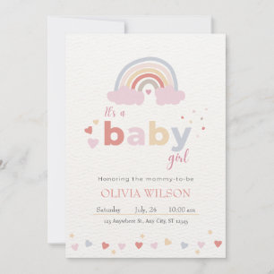 Beige Modern Cute Rainbow Baby Shower Invitation