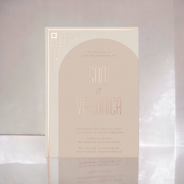 Beige Modern Deco Arch Foil Invitation (Creator Uploaded)