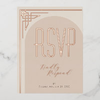 Beige Modern Deco Arch Foil RSVP Card
