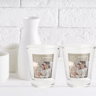 Beige Modern Family Photo   Happy Blessed Easter Shot Glass
