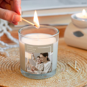 Beige Modern Family Photo   Happy Blessed Easter Square Sticker