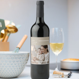 Beige Modern Family Photo   Happy Blessed Easter Wine Label