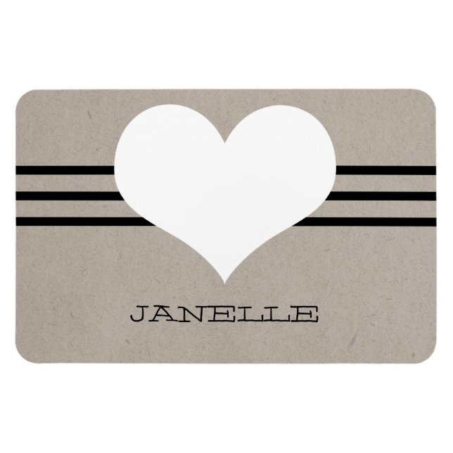 Beige Modern Heart Flexi Magnet (Horizontal)