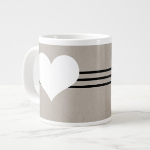 Beige Modern Heart Jumbo Mug