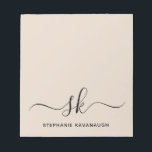 Beige Modern Minimal Name Initial Monogram  Notepad<br><div class="desc">Modern,  elegant note pad with  a beige background personalised with trendy handwritten script monogram initials and name.  Easy to customise. Get yours today!</div>