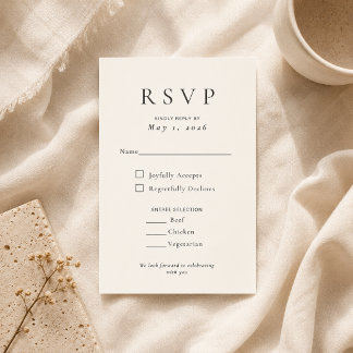 Beige Modern Minimal Wedding RSVP Card