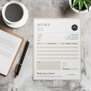 Beige Modern Minimalist Business Invoice Template Notepad