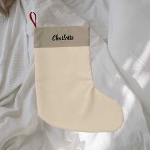 Beige modern minimalist small christmas stocking