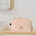 Beige modern monogram initials name dopp kit<br><div class="desc">Beige background,  black text. Personalise and add your monogram initials and full name.</div>
