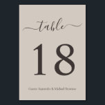 Beige Modern Script Romantic Wedding Table Number<br><div class="desc">Beige Modern Script Romantic Wedding Table Number</div>