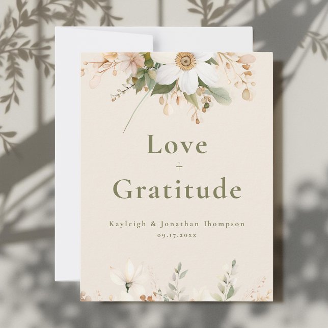 Beige Modern Watercolor Floral Wedding Thank You Card (Creator Uploaded)