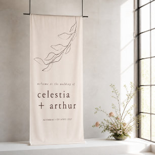 Beige Modern Wedding Welcome Botanical Banner