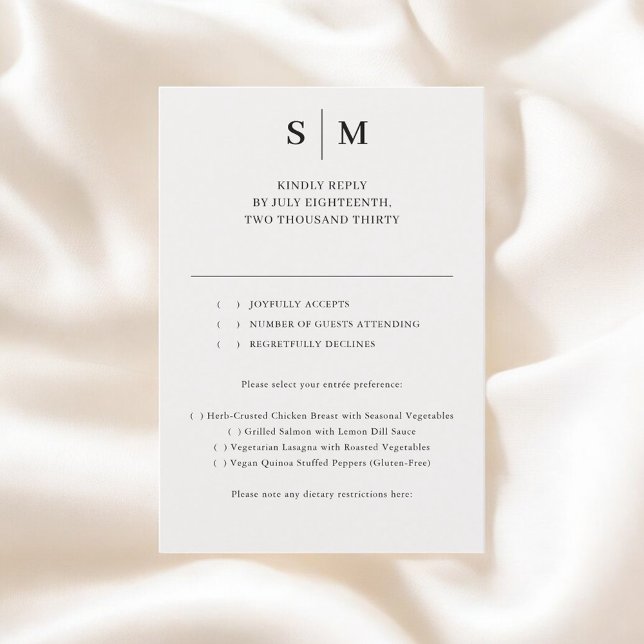 Beige Monogram Classic Wedding RSVP Card (Creator Uploaded)