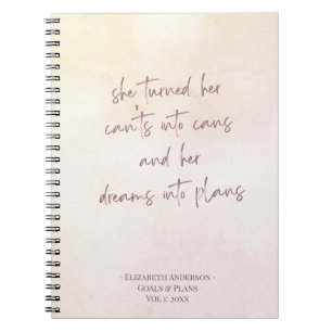Beige Monogram Goal Setting Journal Notebook