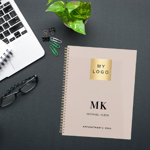 Beige monogram initials business 2027 planner