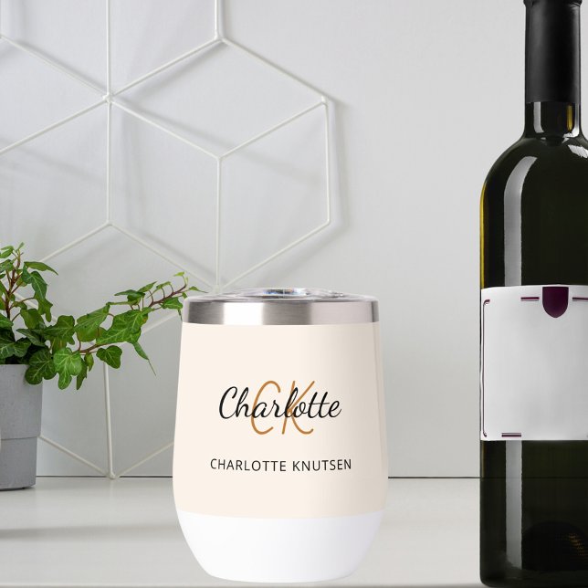 Beige monogram initials name simple (Creator Uploaded)