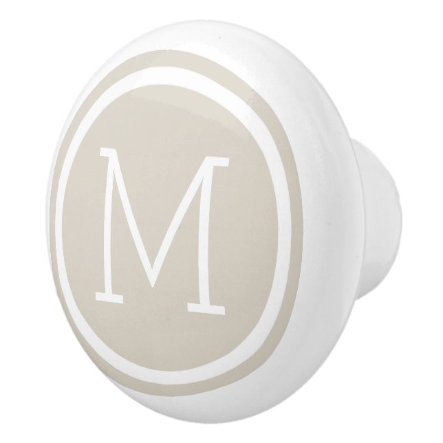 Beige Monogram Personalised Drawer Knob (Right)