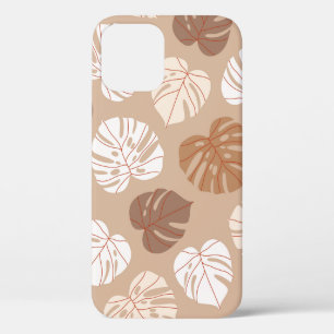 Beige monstera leaves seamless pattern. Trendy han iPhone 12 Case