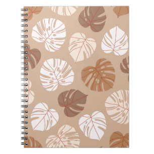 Beige monstera leaves seamless pattern. Trendy han Notebook