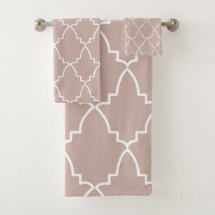 Beige Moroccan Lattice Pattern Bath Towel Set