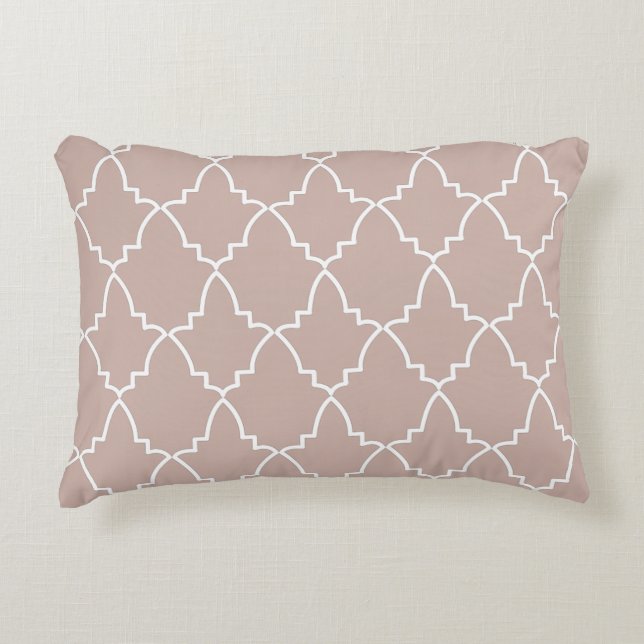 Beige Moroccan Lattice Pattern Decorative Cushion (Front)