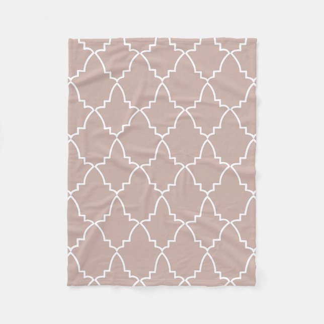 Beige Moroccan Lattice Pattern  Fleece Blanket (Front)