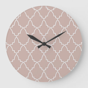 Beige Moroccan Lattice Pattern Large Clock