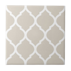 Beige Moroccan Quatrefoil Patterned Ceramic Tile
