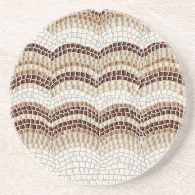 Beige Mosaic Sandstone Drink Coaster (Front)