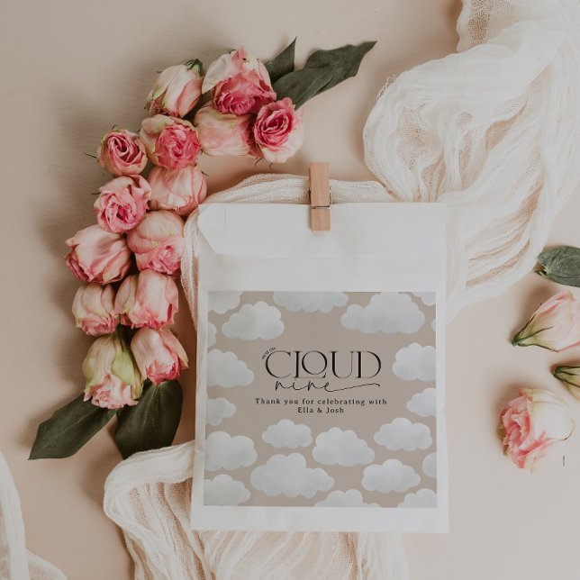 Beige natural cloud nine shower modern stylish favour bag (Creator Uploaded)