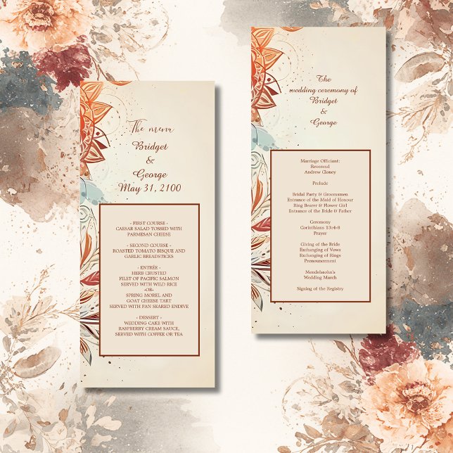 beige natural vintage wedding program & menu (Creator Uploaded)