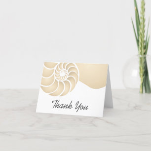 Beige Nautilus Shell Coastal Thank You Note