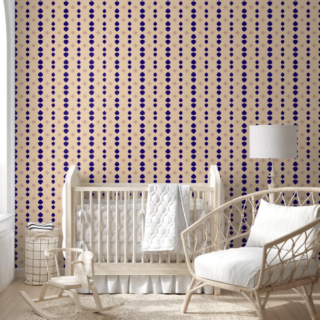 Beige & Navy Minimal Geometric  – Modern accent Wallpaper (Kids)