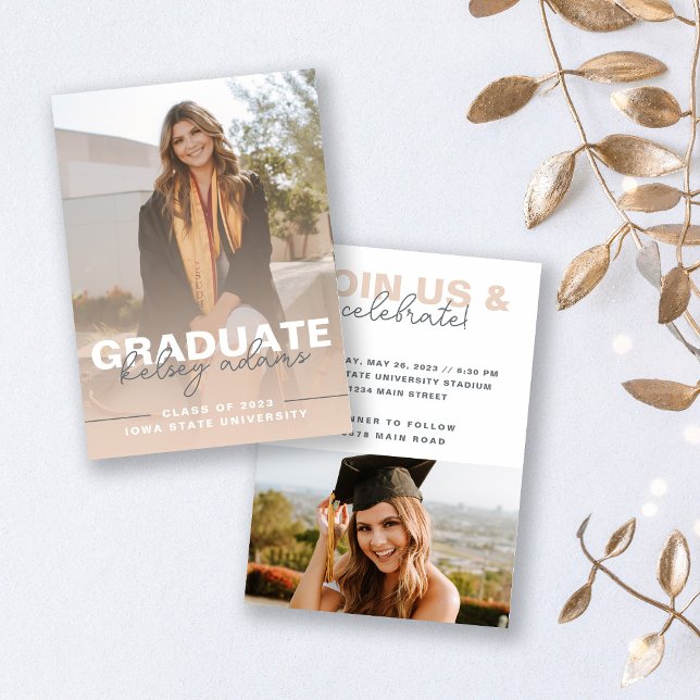 Beige Neutral Gradient Graduation Invitation (Creator Uploaded)