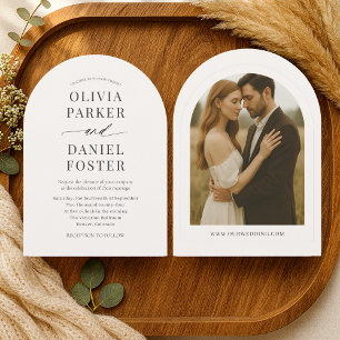 Beige Neutral Minimalist Photo Wedding Invitation