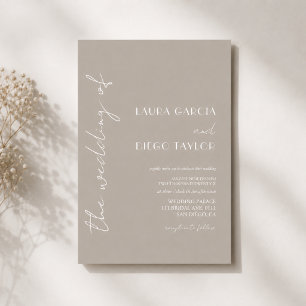 Beige Neutral Simple Wedding Invitation