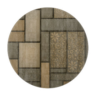 Beige Neutral Tile Mosaic Pattern Cutting Board