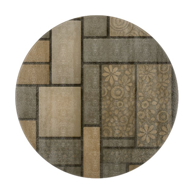 Beige Neutral Tile Mosaic Pattern Cutting Board (Front)