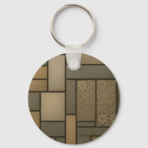Beige Neutral Tile Mosaic Pattern Key Ring