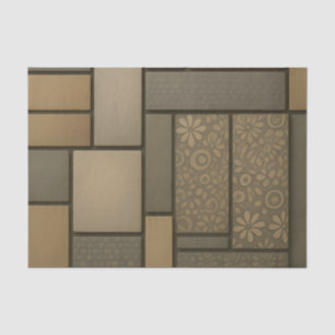 Beige Neutral Tile Mosaic Pattern Tissue Paper