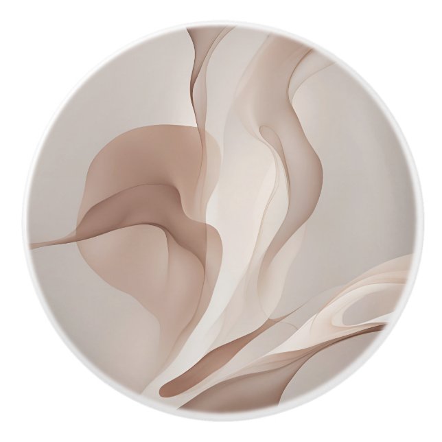 Beige Neutrals Abstract Art Ceramic Knob (Front)