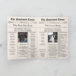 Beige Newspaper Wedding Timeline Program Story