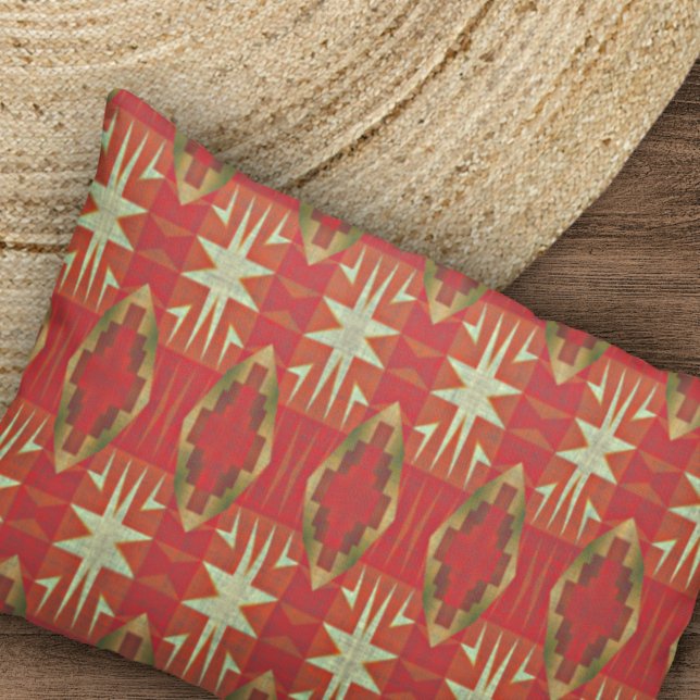 Beige Ochre Brown Red Orange Tribal Art Pattern Pillowcase (Creator Uploaded)