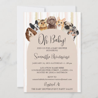 Beige Oh Baby Dogs Invitation