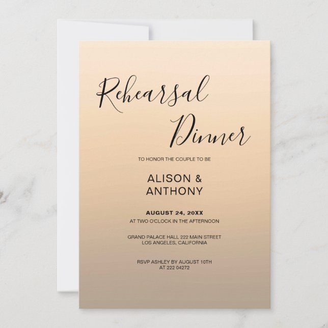 Beige Ombre Background Rehearsal   Invitation (Front)
