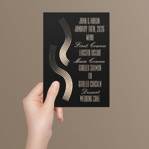 Beige-on-Black Streamline Moderne Wedding Menu