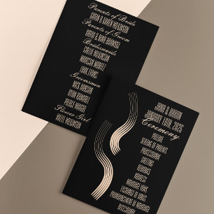 Beige-on-Black Streamline Moderne Wedding Program