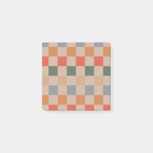 Beige Orange Brown Chequered Retro Pattern Post-it Notes