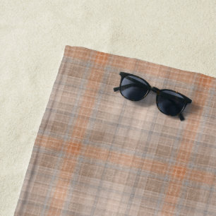 Beige orange chequered beach towel